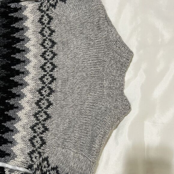 American Eagle Fair Isles Gray Print  Open front Cardigan Sweater Duster Women - Picture 12 of 12